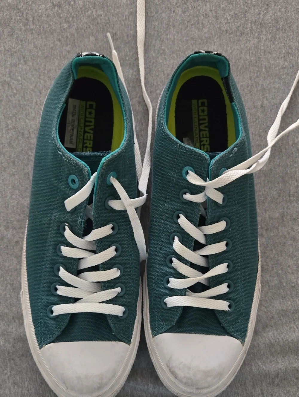 Converse Chuck II Teal Canvas Low-Top Sneakers with White Laces